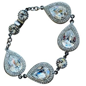 VTG Tara bracelet sparkly Jeweled Crystal rhinestone teardrop chunky statement